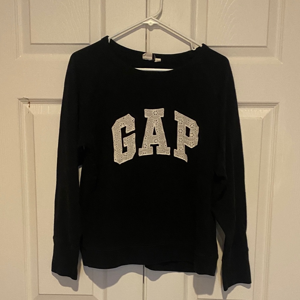 GAP Women's Black Sweatshirt with White Logo